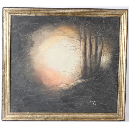 340 - AFTER LAYLA AL-ATTAR (IRAQ 20TH CENTURY)  Scene of light through woodland  oil on canvas  bears sign... 