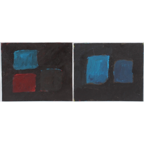 350 - BRITISH SCHOOL (LATE 20TH CENTURY)  Rectangles on black backgrounds  acrylic on canvas boards  unfra... 