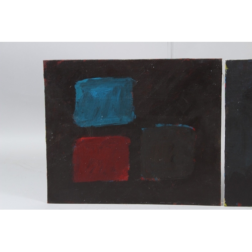 350 - BRITISH SCHOOL (LATE 20TH CENTURY)  Rectangles on black backgrounds  acrylic on canvas boards  unfra... 