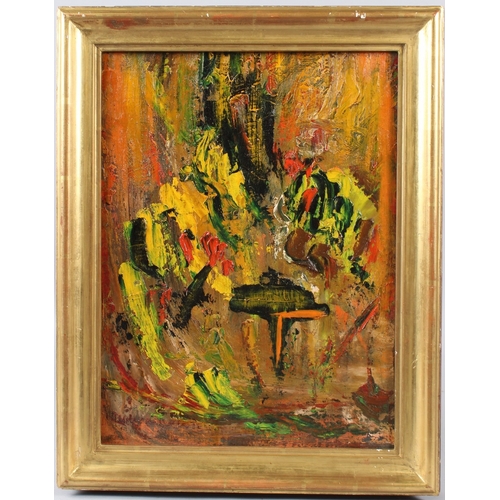 351 - POSSIBLY SOUTH EAST ASIAN SCHOOL (20TH CENTURY)  Abstract in hot colours  oil on canvas board  41 x ... 