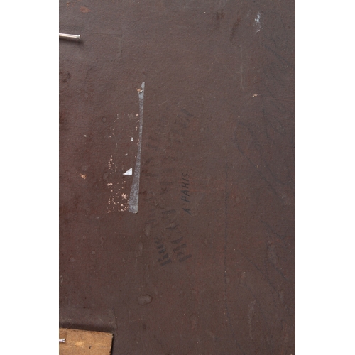 355 - CONTINENTAL SCHOOL  View of a coastal castle  with a couple looking out to sea  oil on board  signed... 