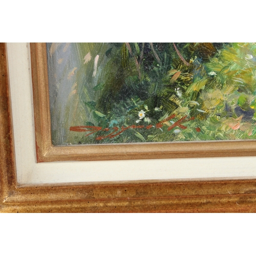 356 - KONSTANTIN RAZUMOV (b.1974 RUSSIAN)  'Spring Day'  naked lady seated by a rose bush  oil on canvas  ... 