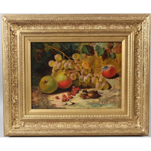 358 - G J BARNES  Still life of fruit  oil on panel  signed  21 x 28.5cm