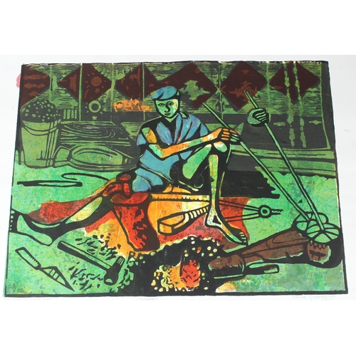64 - BRUCE ONOBRAKPEYA (1932 NIGERIA)  'Alagbede (Blacksmith)'  serigraph / screenprint 8/75  signed and ... 