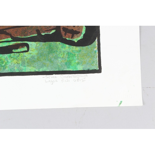 64 - BRUCE ONOBRAKPEYA (1932 NIGERIA)  'Alagbede (Blacksmith)'  serigraph / screenprint 8/75  signed and ... 