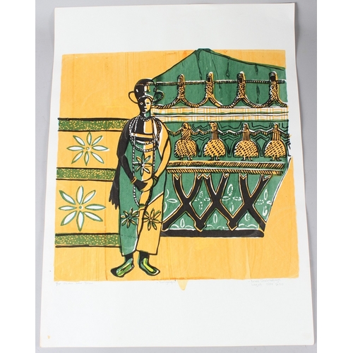 68 - BRUCE ONOBRAKPEYA (1932 NIGERIA)  'Okuku (Hair Dress)'  serigraph / screenprint 8/75  signed and ins... 