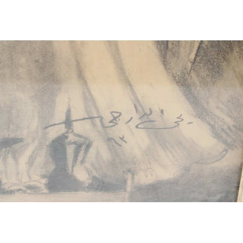73 - YAHYA ALDARAJI (IRAQ 20TH CENTURY)  Ceremonial dancer and drummer  charcoal on paper  signed  51 x 4... 