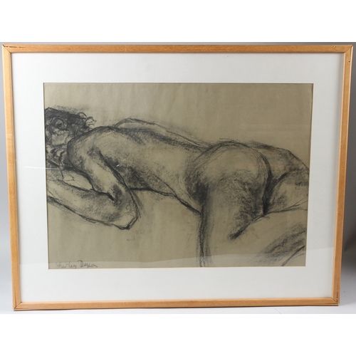 74 - SHIRLEY DIXON (CONTEMPORARY BRITISH)  Nude life study  charcoal drawing  signed  44.5 x 63cm