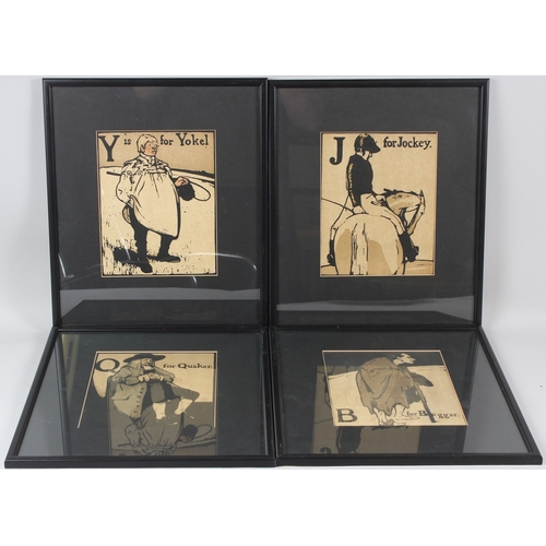 86 - WILLIAM NICHOLSON  'Y is for Yokel'  colour lithograph  and three others from the Alphabet Series  e... 