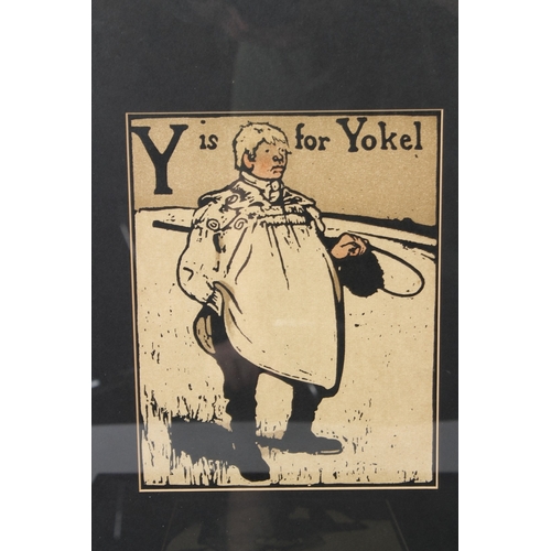 86 - WILLIAM NICHOLSON  'Y is for Yokel'  colour lithograph  and three others from the Alphabet Series  e... 