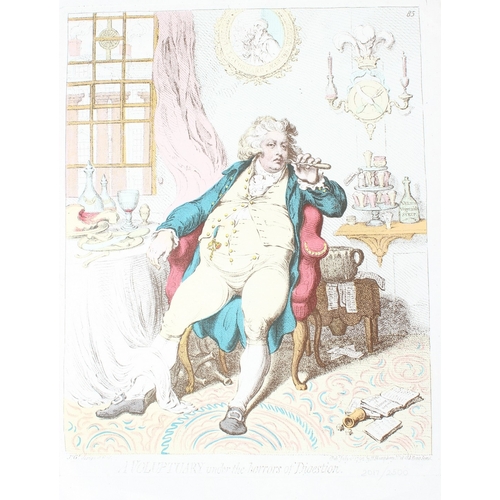 88 - AFTER JAMES GILLRAY  'Temperance enjoying a frugal meal'  and 'A Voluptuary under the horrors of dig... 