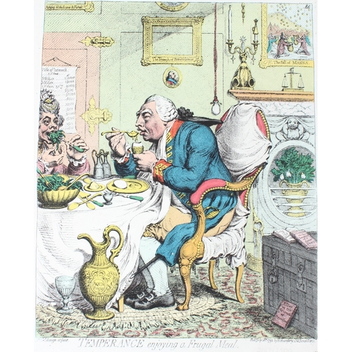 88 - AFTER JAMES GILLRAY  'Temperance enjoying a frugal meal'  and 'A Voluptuary under the horrors of dig... 