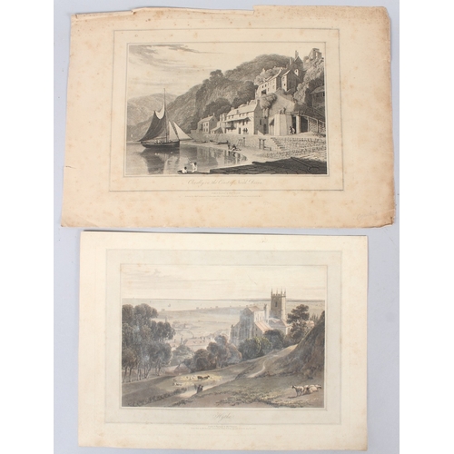 94 - WILLIAM DANIELL (1769-1837)  'Hythe' and 'Clovelly on the Coast of North Devon'  two engravings  unf... 
