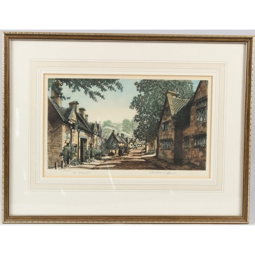 99 - ALICE BARNWELL  'Stanton The Cotswolds'  colour etching  signed and inscribed in pencil  20 x 35cm p... 