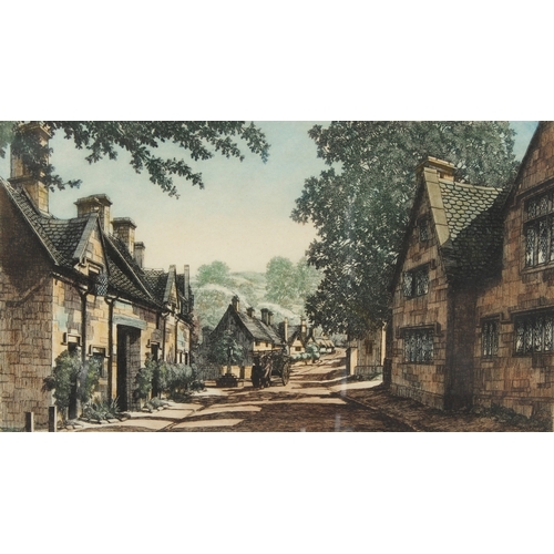 99 - ALICE BARNWELL  'Stanton The Cotswolds'  colour etching  signed and inscribed in pencil  20 x 35cm p... 