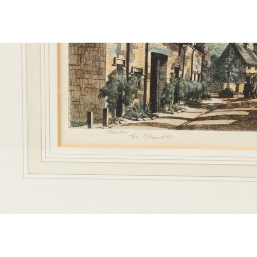 99 - ALICE BARNWELL  'Stanton The Cotswolds'  colour etching  signed and inscribed in pencil  20 x 35cm p... 