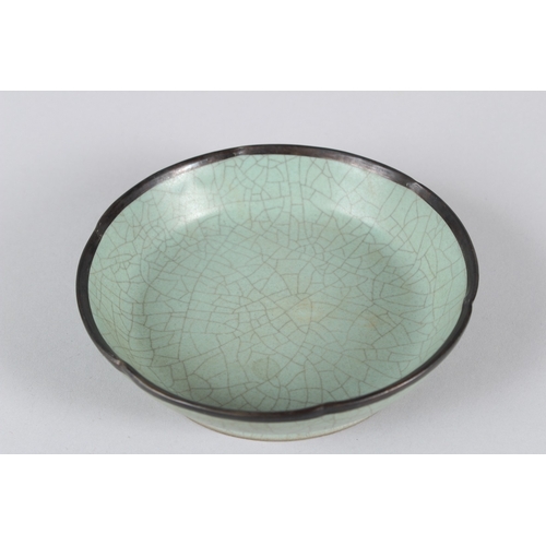 12 - A CHINESE RU WARE DISH.  15cms diameter.