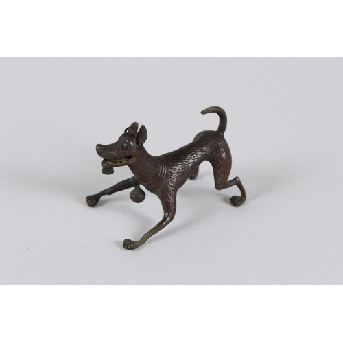 19 - A JAPANESE BRONZE DOG.  6cms long.