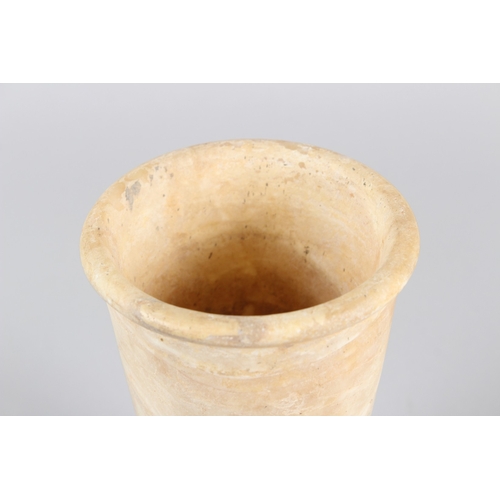 37 - AN EGYPTIAN ALABASTER VESSEL, OLD KINGDOM, Circa. 3000-2600 BC, of cylindrical tapering form.  21cms... 