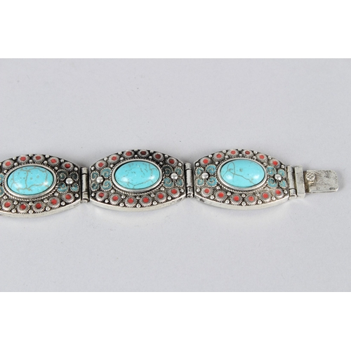 9 - A TIBETAN WHITE METAL BRACELET.  23cms long.