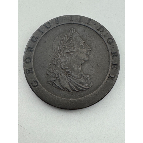1797 King George III Copper Twopence Coin