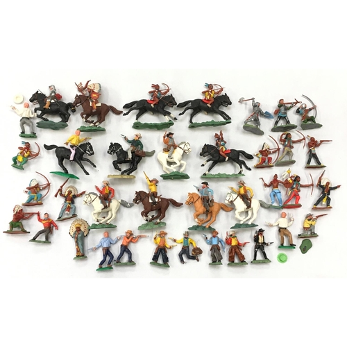 456 - Quantity of Britains Herald and Swoppets Wild West series cowboy and indian figures. Together with a... 