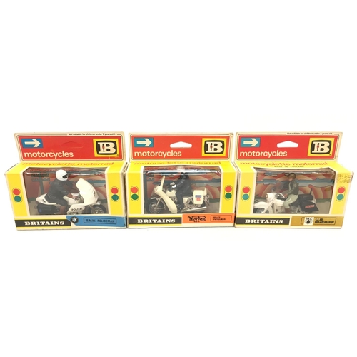 461 - Three Britains Motorcycle Range 'Police' models: 9673 Norton 850CC Police Patrolman; 9695 BMW Police... 