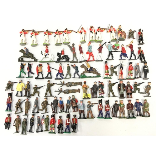 464 - Mixed lot of metal soldiers by Wend-Al, Britains and others, includes RAF Pilots, Machine Gunners an... 