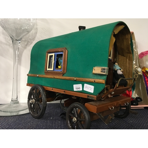 1040 - A handmade model of a Gypsy caravan.