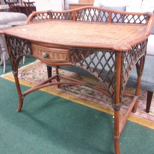 1720 - A bamboo and rattan conservatory desk with a single drawer to front.