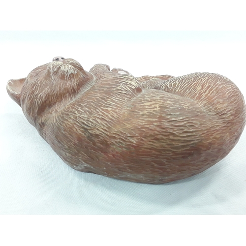 40 - Poole Pottery handpainted stoneware large kitten sleeping by Alan White 1996. Length 8.3