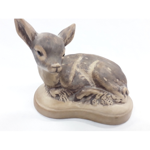 44 - Poole Pottery stoneware Barbara Linley-Adams large fawn together with a small fawn.