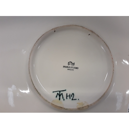 11 - Poole Pottery studio large Tony Morris butterfly charger, signed TM to reverse and marked H2. 16