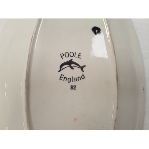 59 - Poole Pottery shape 82 delphis spear dish with orange peel glaze by Carol Holden 1966-1968.