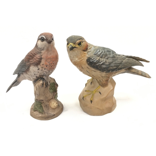 77 - Poole Pottery stoneware by Barbara Linley-Adams to include painted Merlin and Thrush. (2)