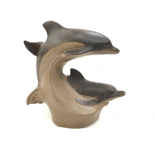 84 - Poole Pottery stoneware large double dolphins modelled by Tony Morris, produced in 1998. 6.5
