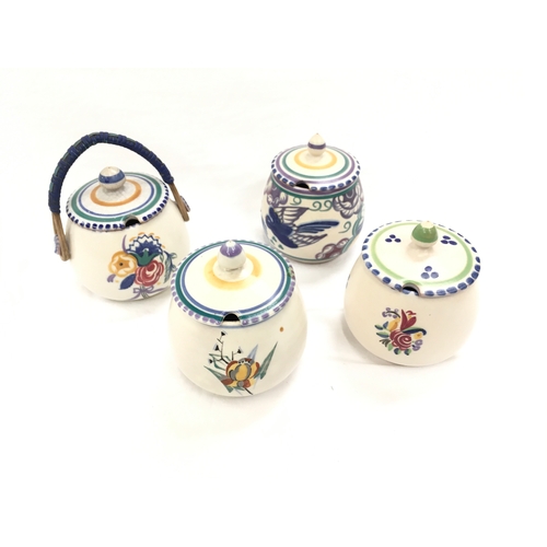 89 - Poole Pottery Carter Stabler Adams FX pattern lidded jam pot and cover together with another FE patt... 