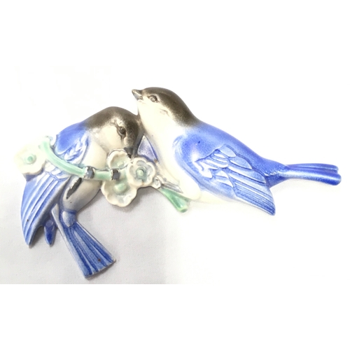 151 - Poole Pottery wall mounted pair of 832 lovebirds designed and modelled by John Adams.
