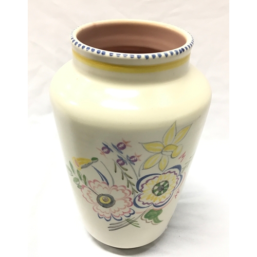 163 - Poole Pottery shape 595 S/BD yellow daffodil vase by Mollie Skinner 8.5