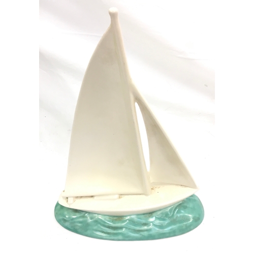 278 - Poole Pottery wall hanging yacht 814-3. 10” high.