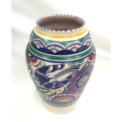 277 - Poole Pottery shape 599 HE Pattern (bluebird) vase. 8.5” high.