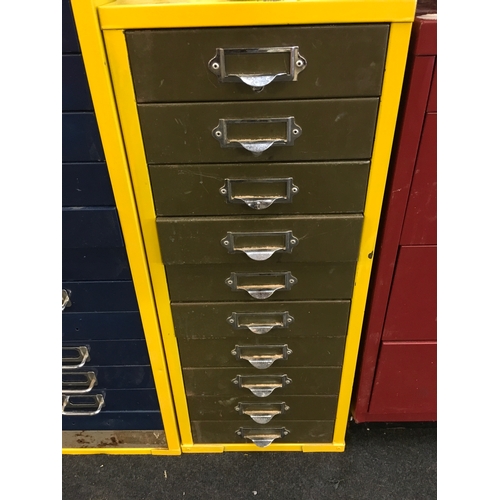 232 - A ten drawer metal filing cabinet.