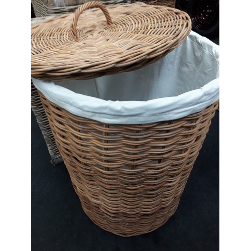 1417 - Large Honey Rattan Laundry Basket Lined 
78x58cm.