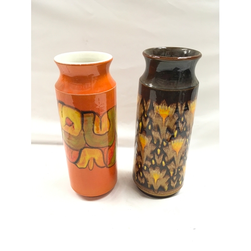 25 - Poole Pottery shape 93 Delphis vase together with a shape 93 Aegean vase - 31cm high.
