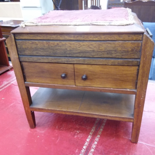 1442 - A sewing stool with lift top and central drawer.