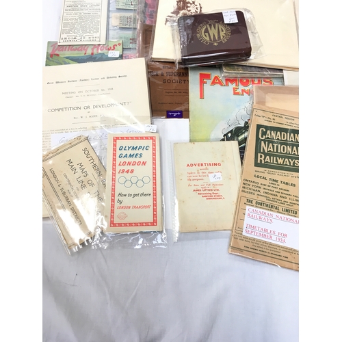 215 - A box containing various early railway ephemera to include sketches of the East Somerset Railway, GW... 