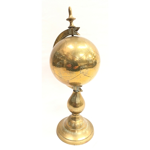 1603 - Brass globe with Asian scenes.