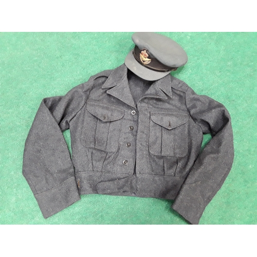 269 - RAF WW2 1943 dated battledress and cap (make: Burberrys, name: F/L Slatford.