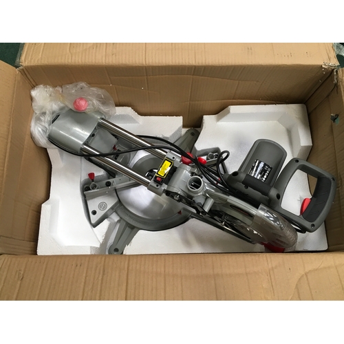 404 - A PowerBase 1700w sliding mitre saw. As new.