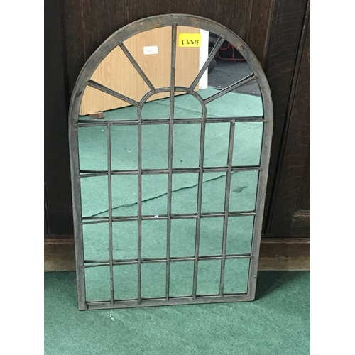 1354 - A small leaded glass mirror (143).